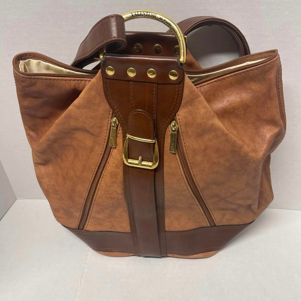 Valentino Di Paolo Italy Leather Convertible Backpack Hobo Shoulder Bag---Brown-